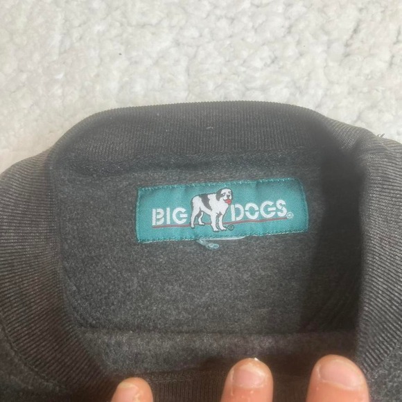 Vintage big dogs men's grey all embroidered crew neck sweatshirt fleece boxy M - Picture 7 of 8